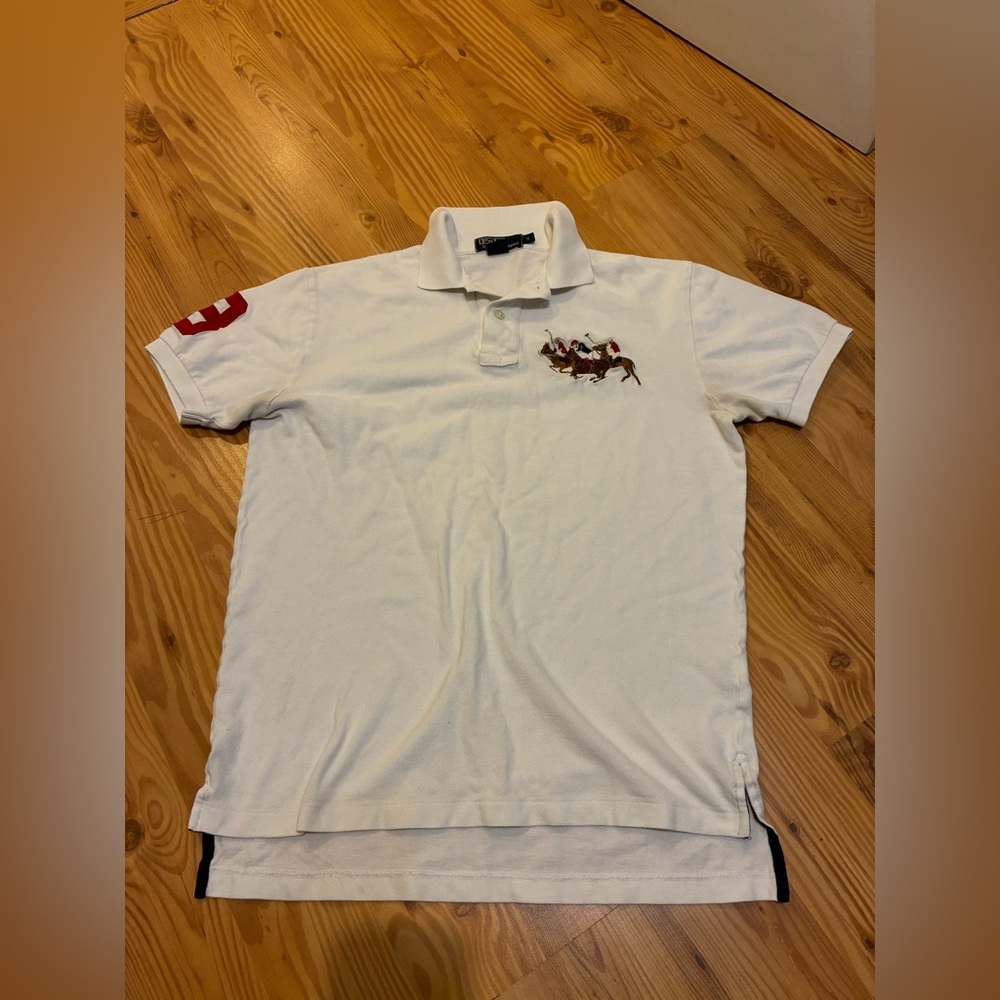 Polo Ralph Lauren White Men’s Polo Shirt with Embroidered Polo Player stampede